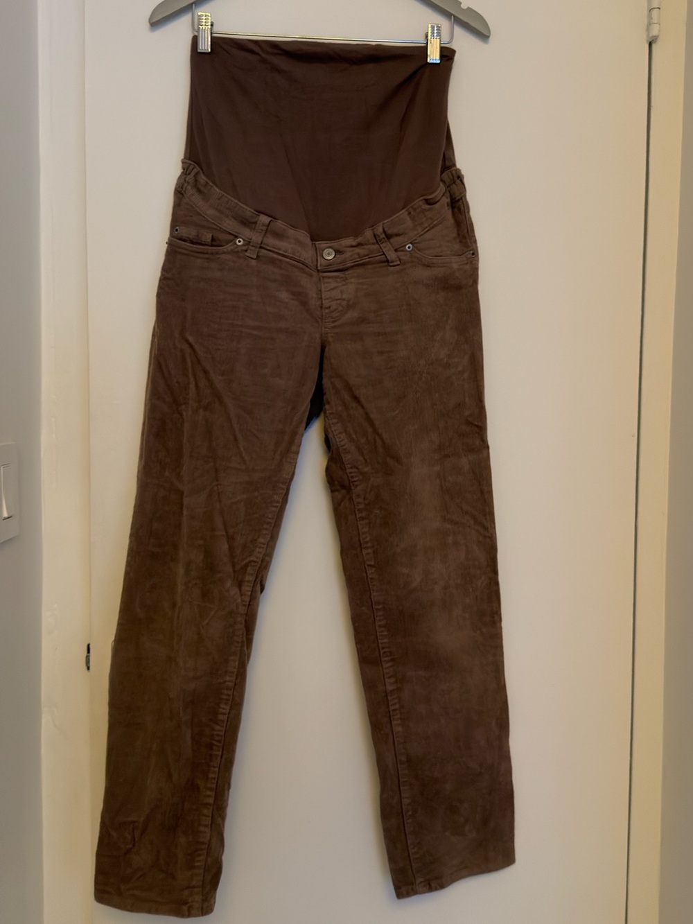 H&M Brown Straight-Leg Maternity Corduroy Pants